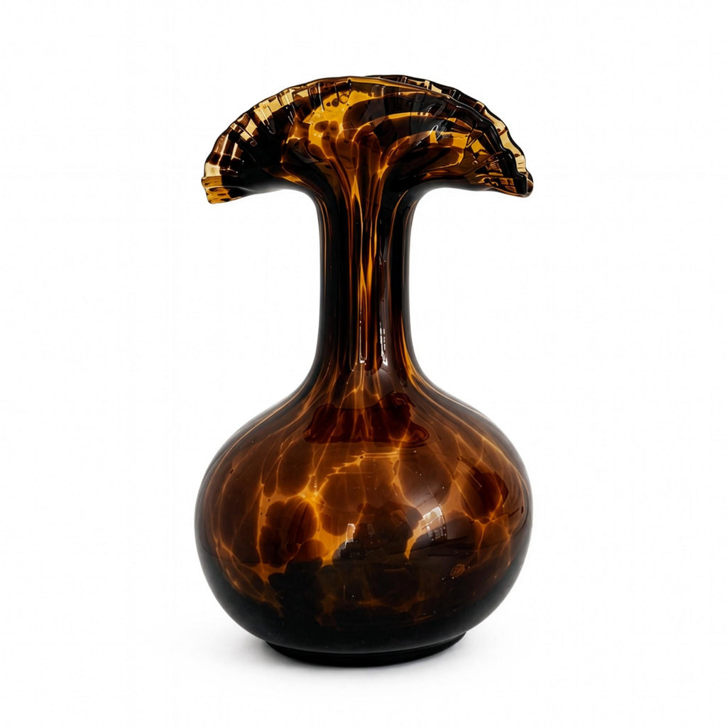 Italian Empoli Amber Tortoiseshell Art Glass Vase, 1960 — image 2