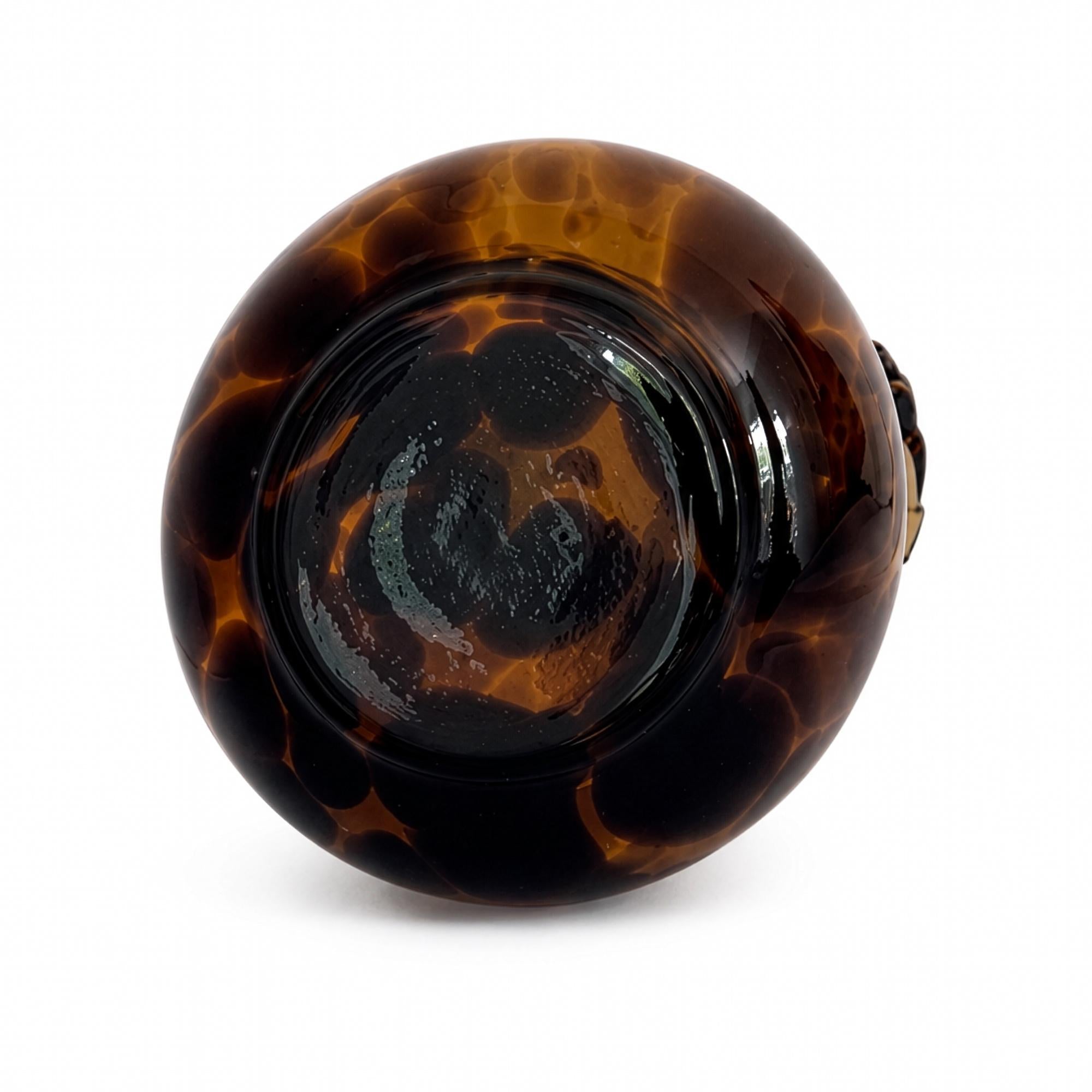 Italian Empoli Amber Tortoiseshell Art Glass Vase, 1960 — image 3