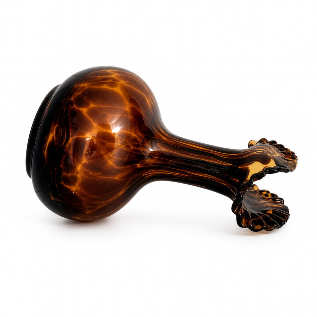 Italian Empoli Amber Tortoiseshell Art Glass Vase, 1960 — image 4