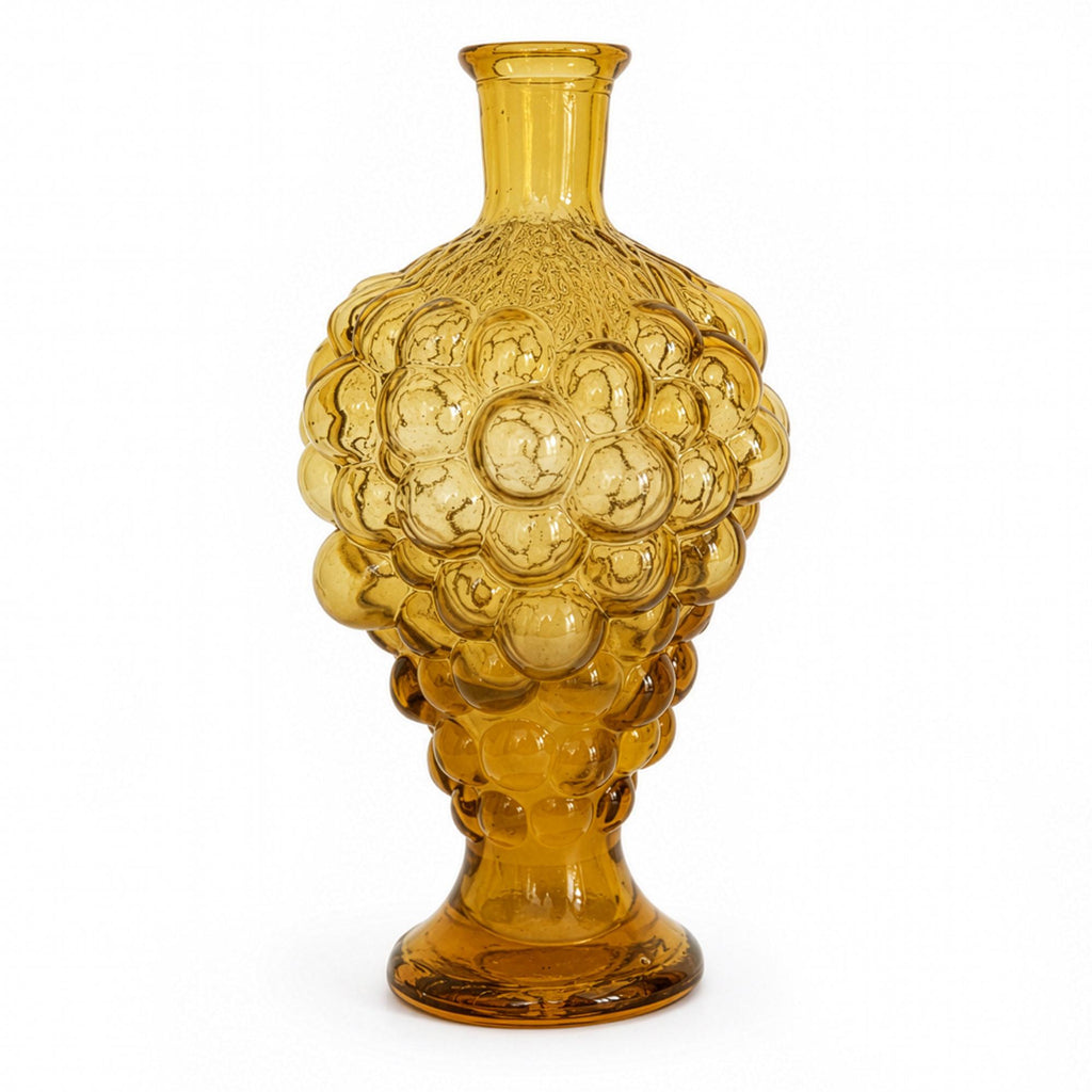Vintage Italian Empoli Amber Hobnail Glass Vase, Mid-Century 1960 — image 2