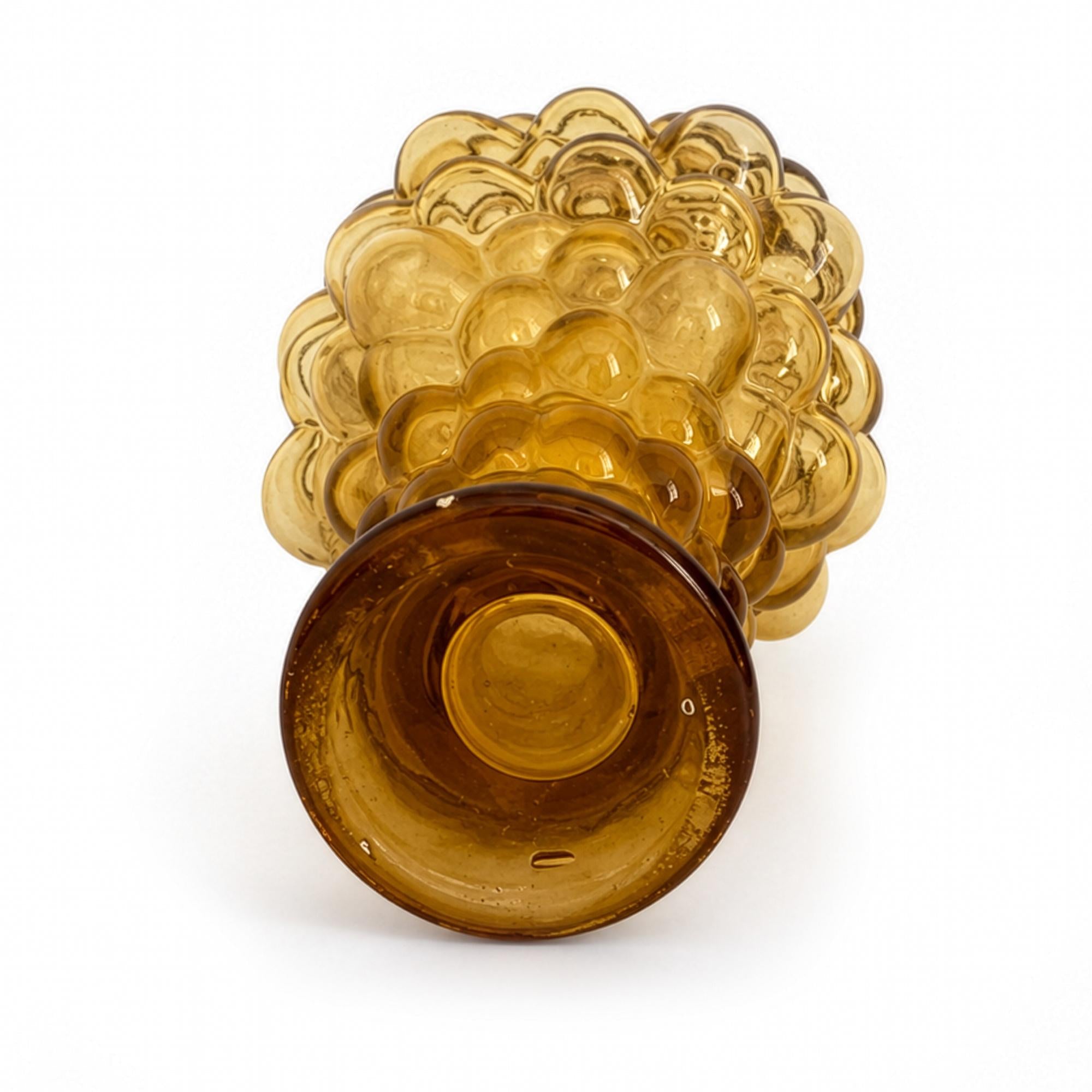 Vintage Italian Empoli Amber Hobnail Glass Vase, Mid-Century 1960 — image 3