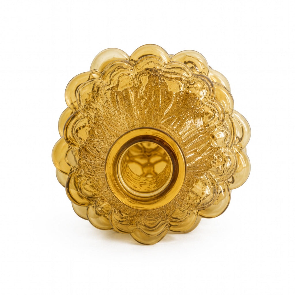 Vintage Italian Empoli Amber Hobnail Glass Vase, Mid-Century 1960 — image 4