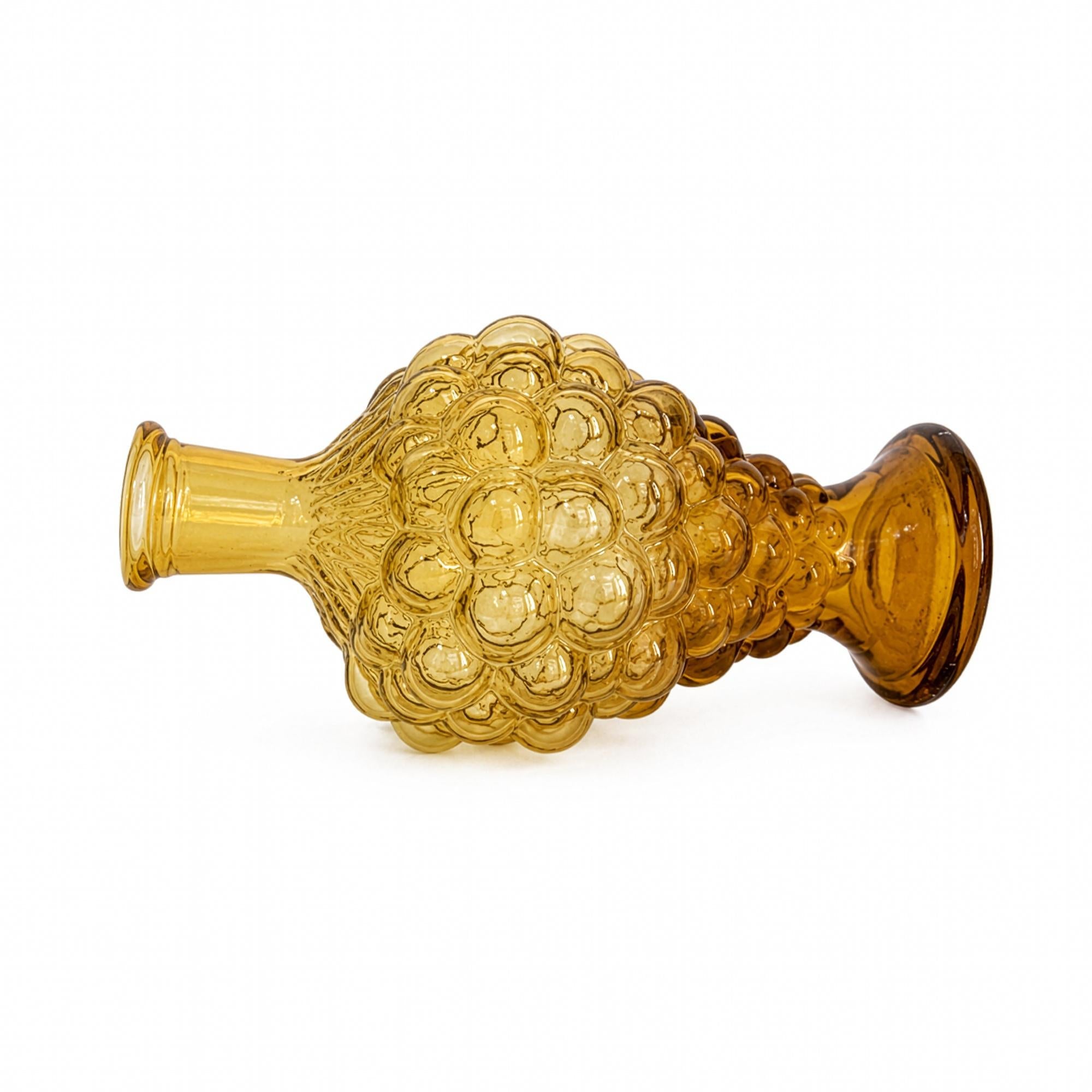 Vintage Italian Empoli Amber Hobnail Glass Vase, Mid-Century 1960 — image 5