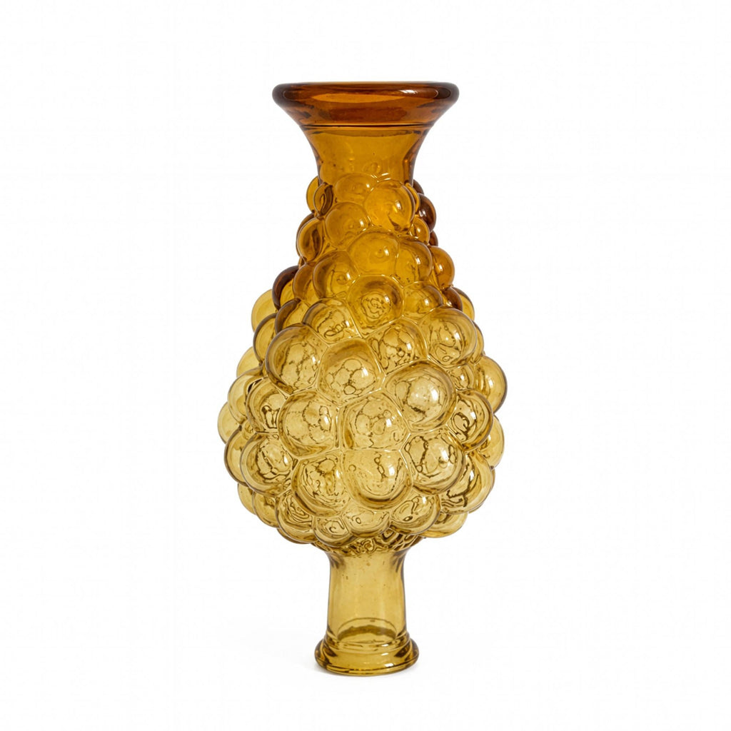 Vintage Italian Empoli Amber Hobnail Glass Vase, Mid-Century 1960 — image 6