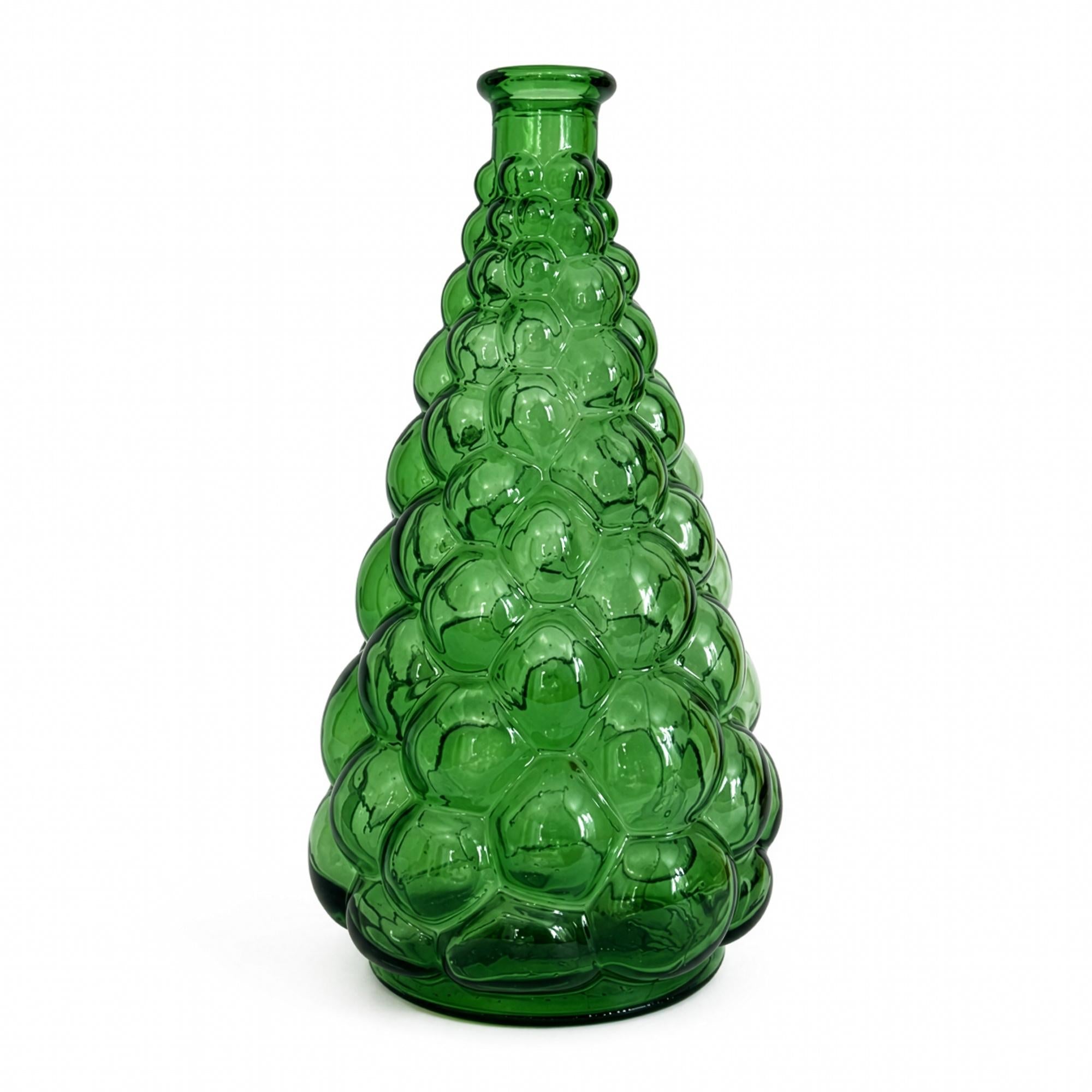 Empoli Green Bubble Glass Vase, Italy, Mid-Century Modern — image 2