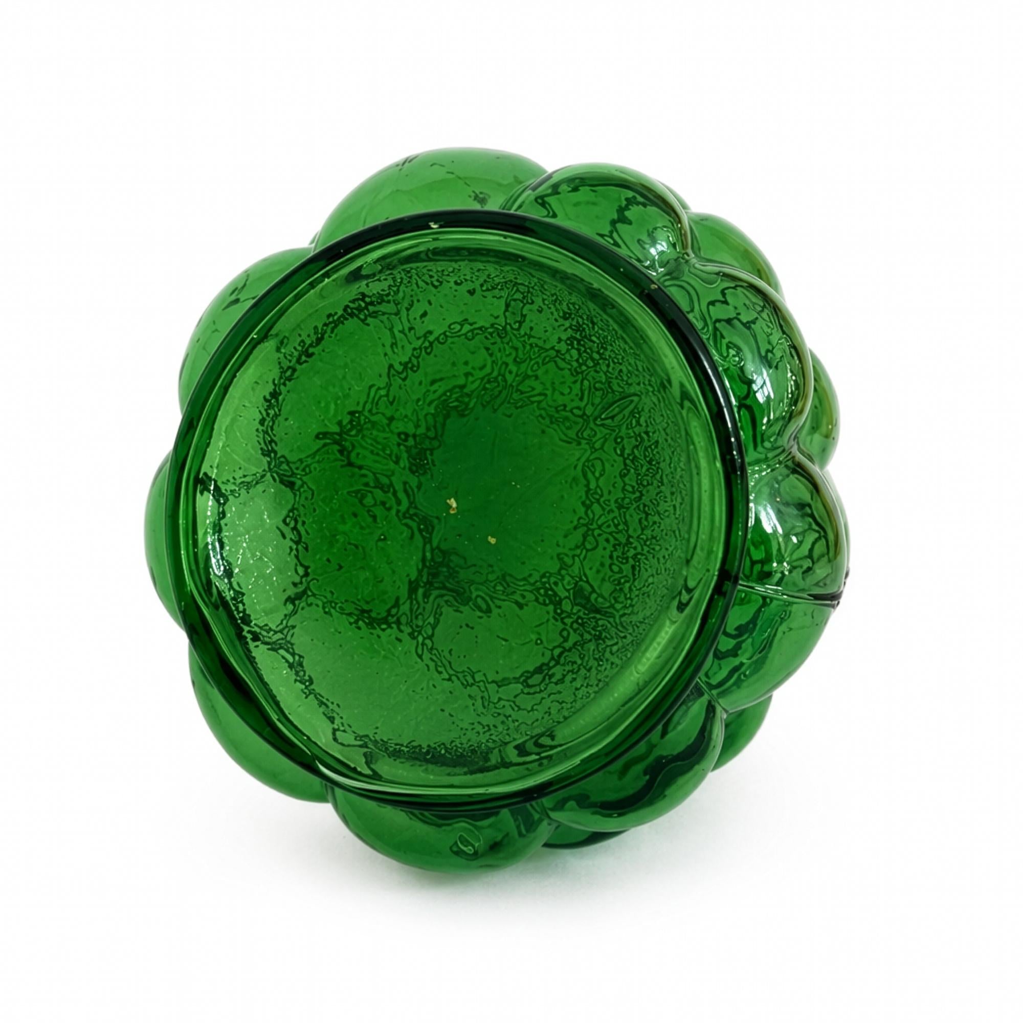 Empoli Green Bubble Glass Vase, Italy, Mid-Century Modern — image 3