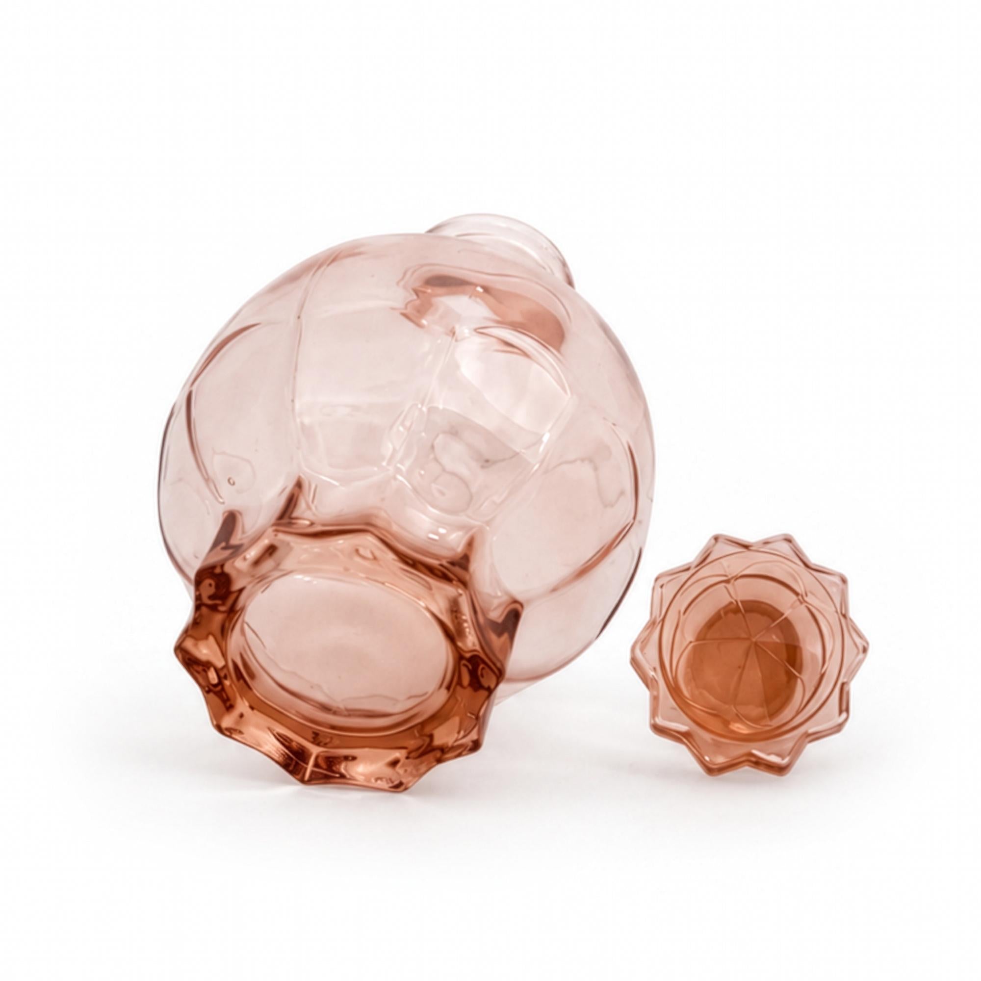 1950s French Rosaline Pink Art Deco Liqueur Decanter Set with Glasses — image 6