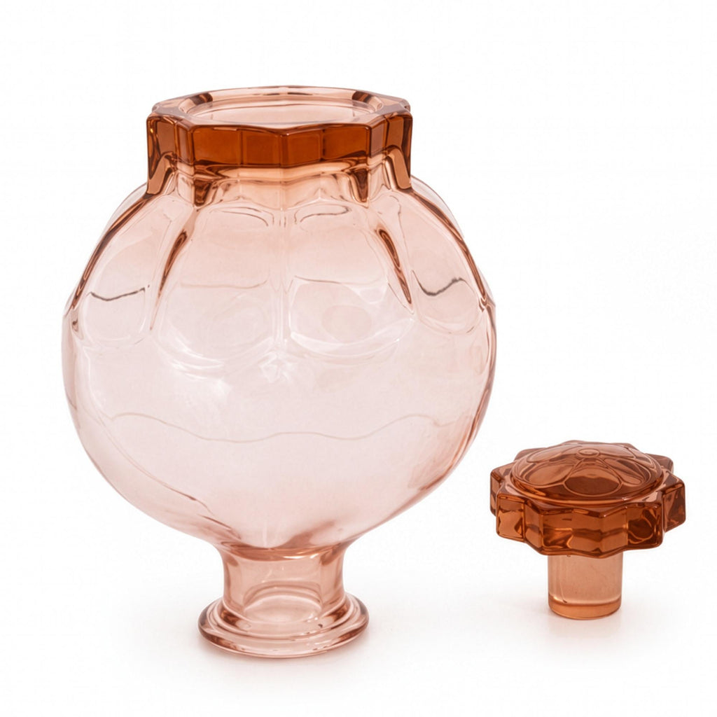 1950s French Rosaline Pink Art Deco Liqueur Decanter Set with Glasses — image 8