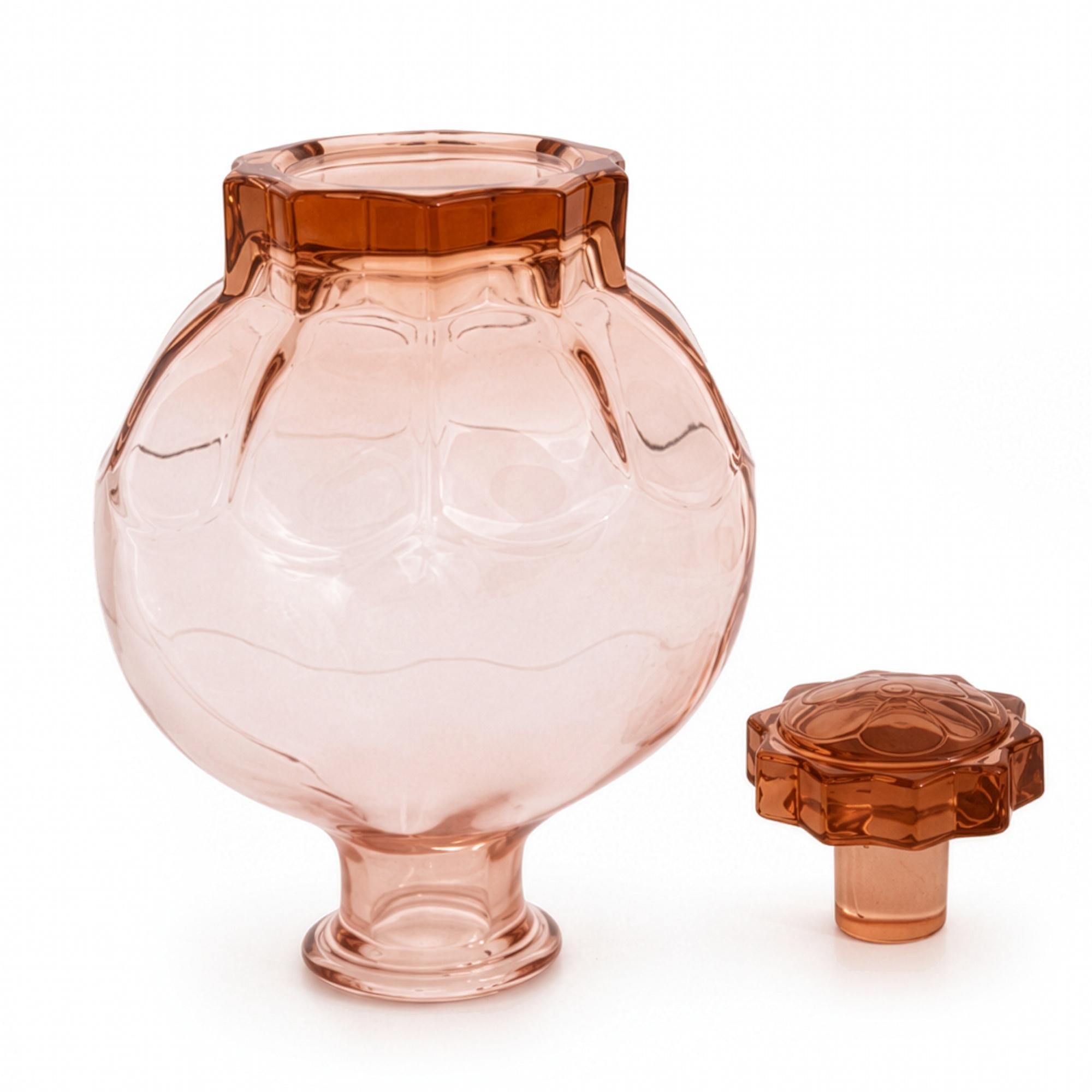 1950s French Rosaline Pink Art Deco Liqueur Decanter Set with Glasses — image 8