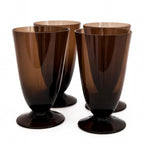 Set of Four Vintage Smoke Brown Glass Goblets, Mid-Century Design — image 2