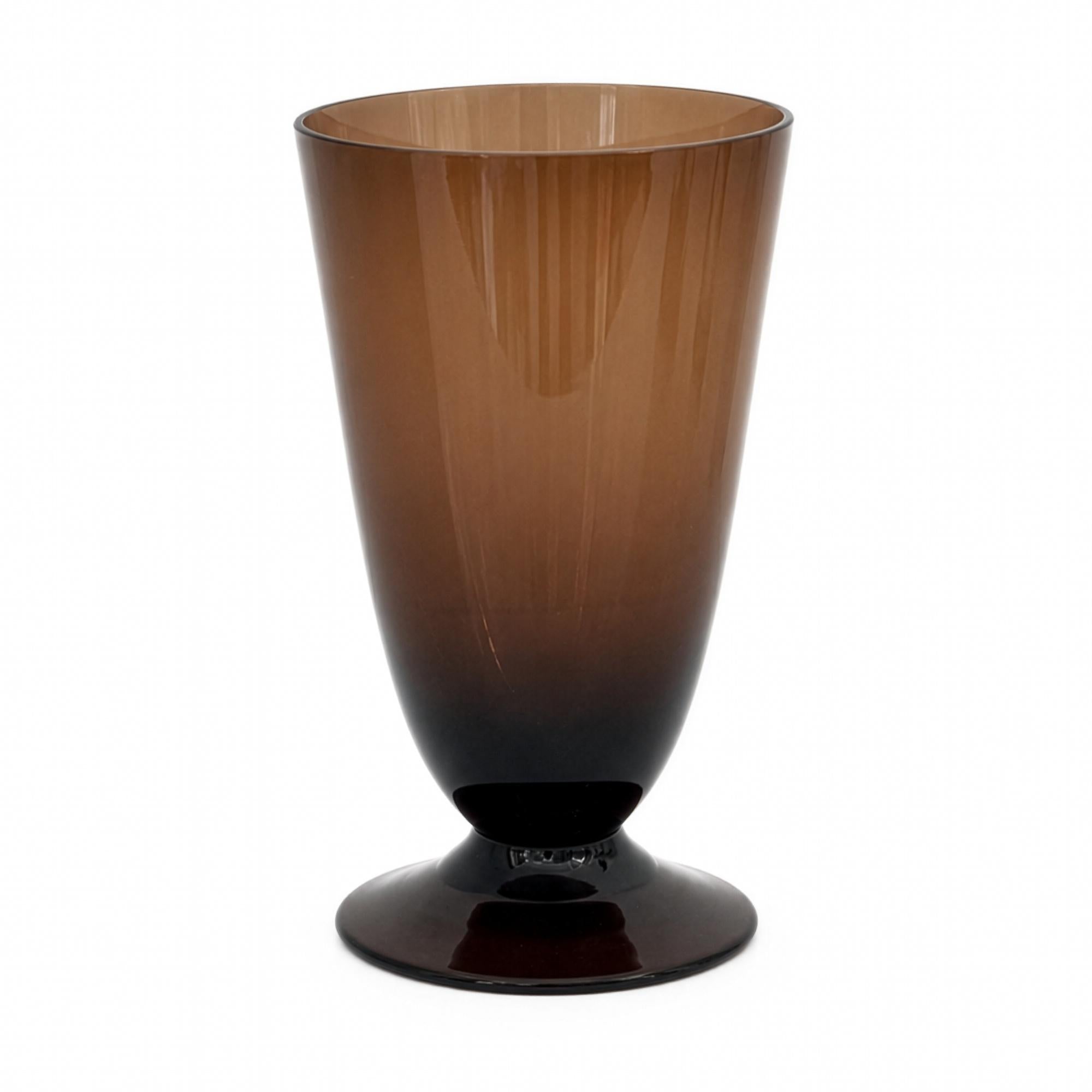 Set of Four Vintage Smoke Brown Glass Goblets, Mid-Century Design — image 3