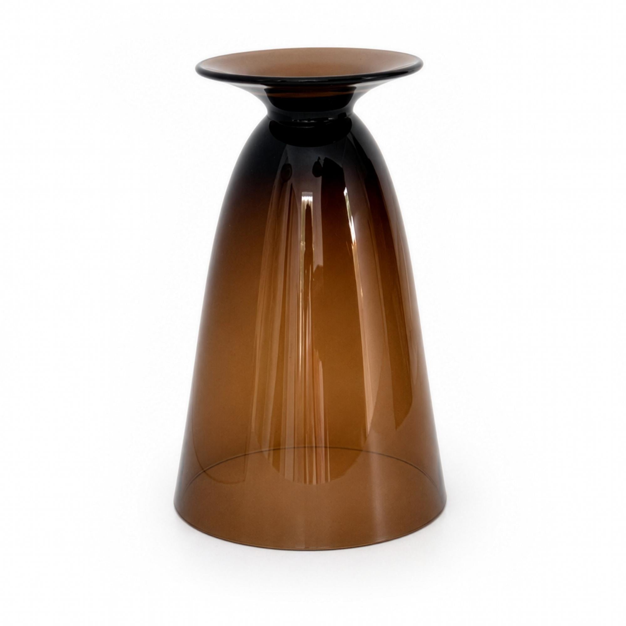 Set of Four Vintage Smoke Brown Glass Goblets, Mid-Century Design — image 4