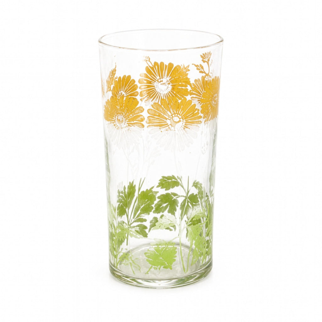 Mid-Century Floral Juice Glass Set with Metal Carrier, 1950s — image 3