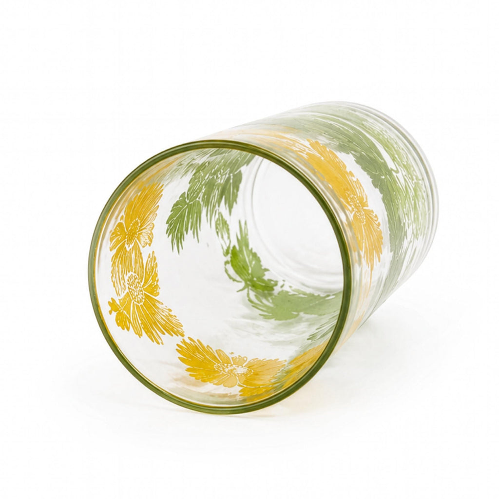 Mid-Century Floral Juice Glass Set with Metal Carrier, 1950s — image 5