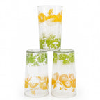 Mid-Century Floral Juice Glass Set with Metal Carrier, 1950s — image 7
