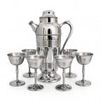 Mid-Century Chrome Cocktail Set, Shaker & Six Coupe Goblets, 1950s — image 8
