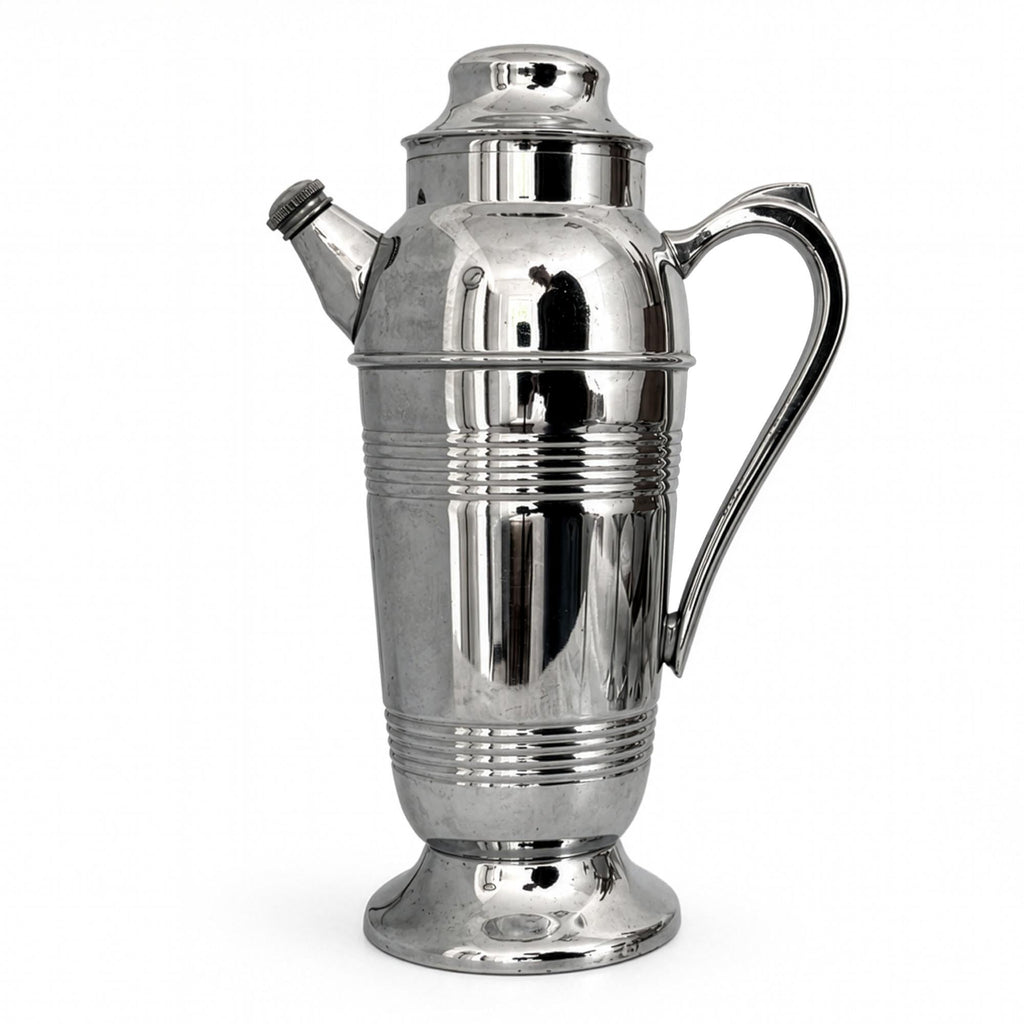 Mid-Century Chrome Cocktail Set, Shaker & Six Coupe Goblets, 1950s — image 9