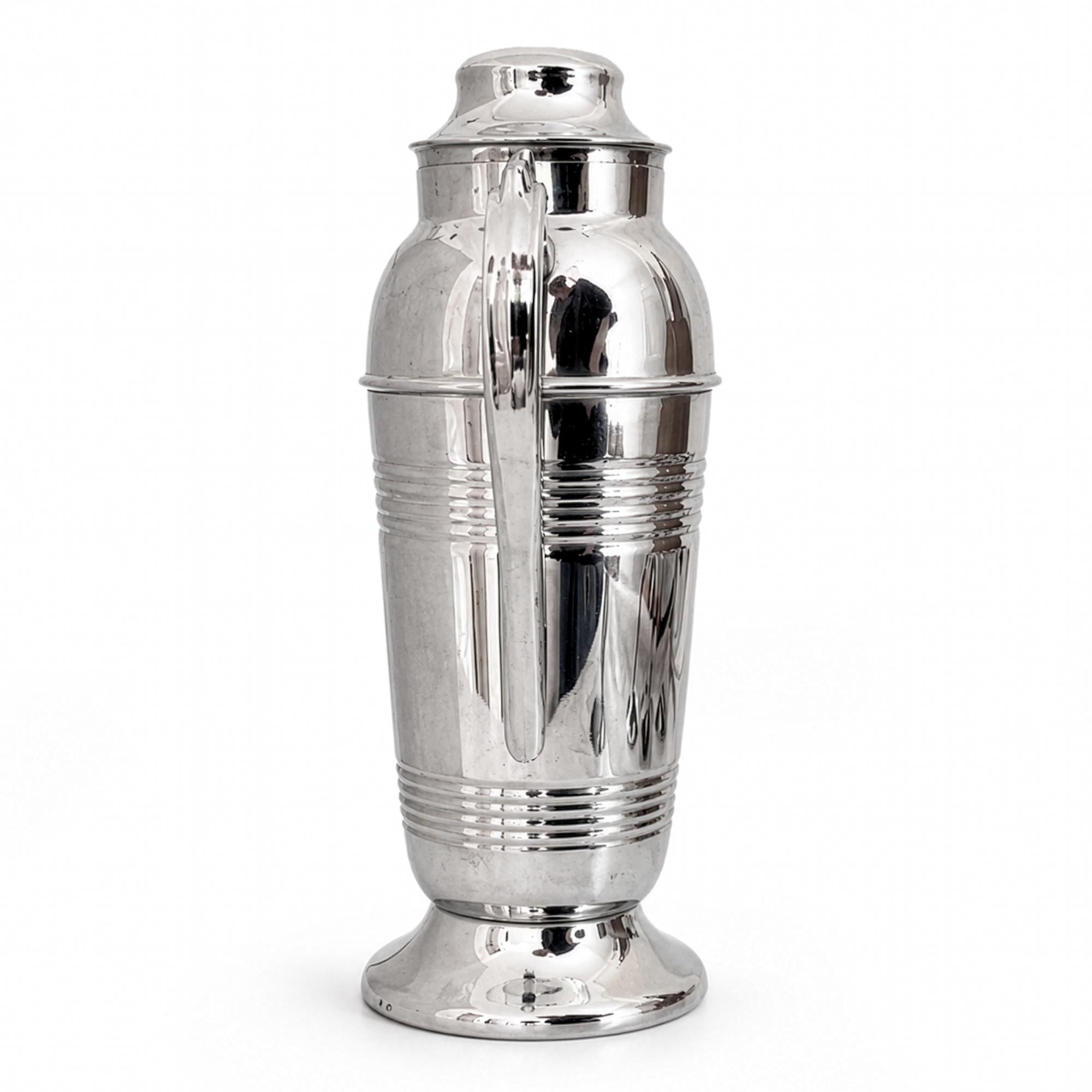 Mid-Century Chrome Cocktail Set, Shaker & Six Coupe Goblets, 1950s — image 11