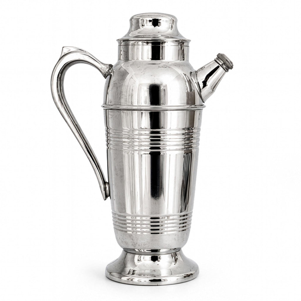 Mid-Century Chrome Cocktail Set, Shaker & Six Coupe Goblets, 1950s — image 12