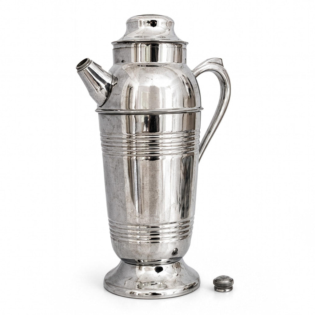 Mid-Century Chrome Cocktail Set, Shaker & Six Coupe Goblets, 1950s — image 14