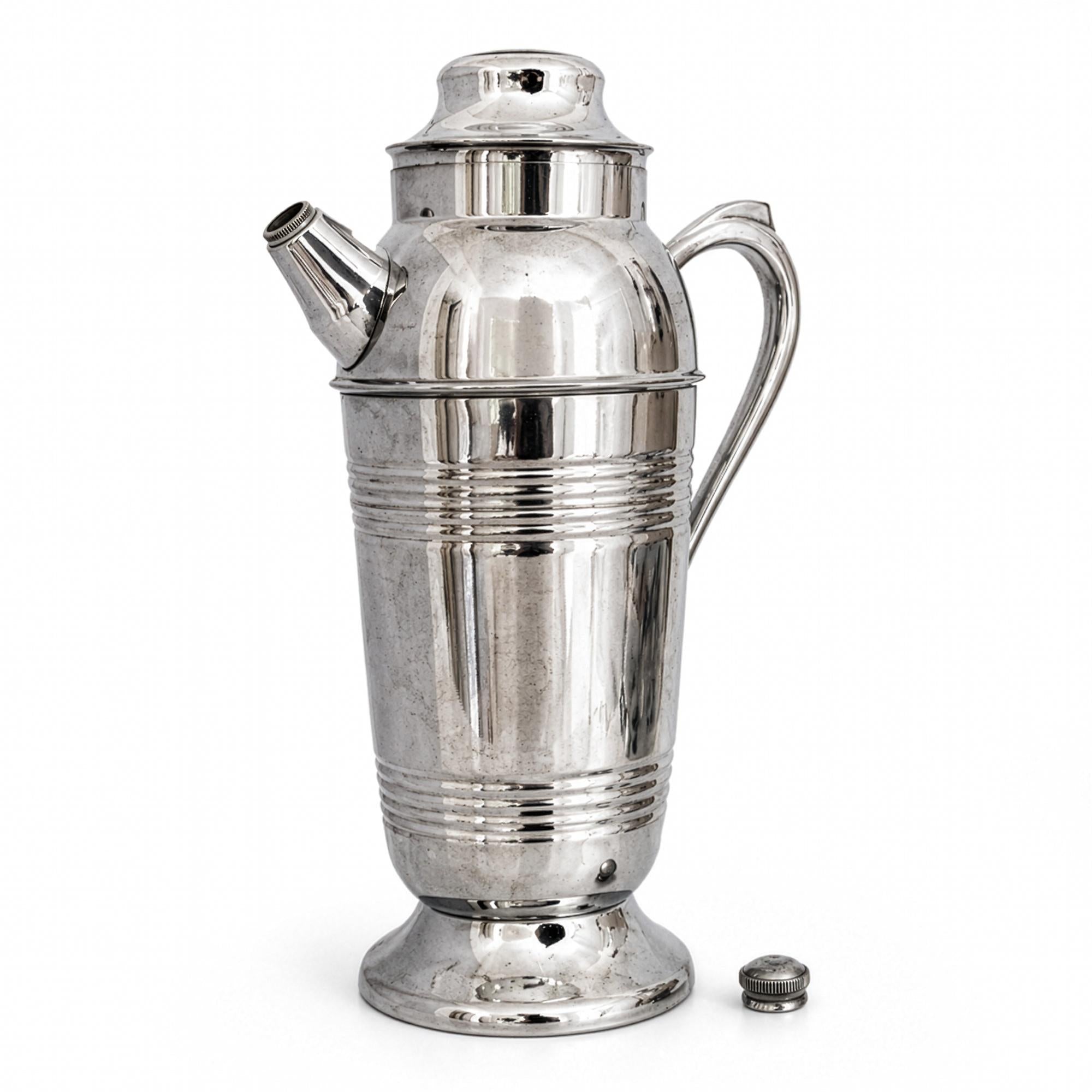 Mid-Century Chrome Cocktail Set, Shaker & Six Coupe Goblets, 1950s — image 14