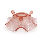 Pink Depression Glass Daisy Flower Three-Footed Ruffled Bowl, 1930s — image 3