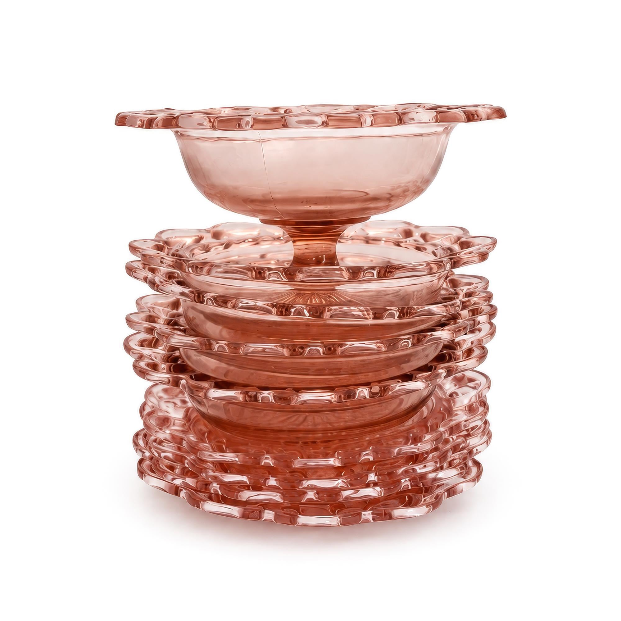 Hocking Glass Old Colony Pink Depression Glass Dessert Service, 1935 — image 2