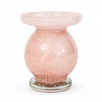 Mid-Century Vintage Pink Satin Glass Vase Set with Ruffled Design — image 5