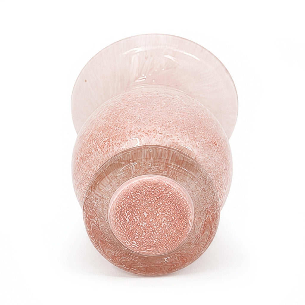 Mid-Century Vintage Pink Satin Glass Vase Set with Ruffled Design — image 6