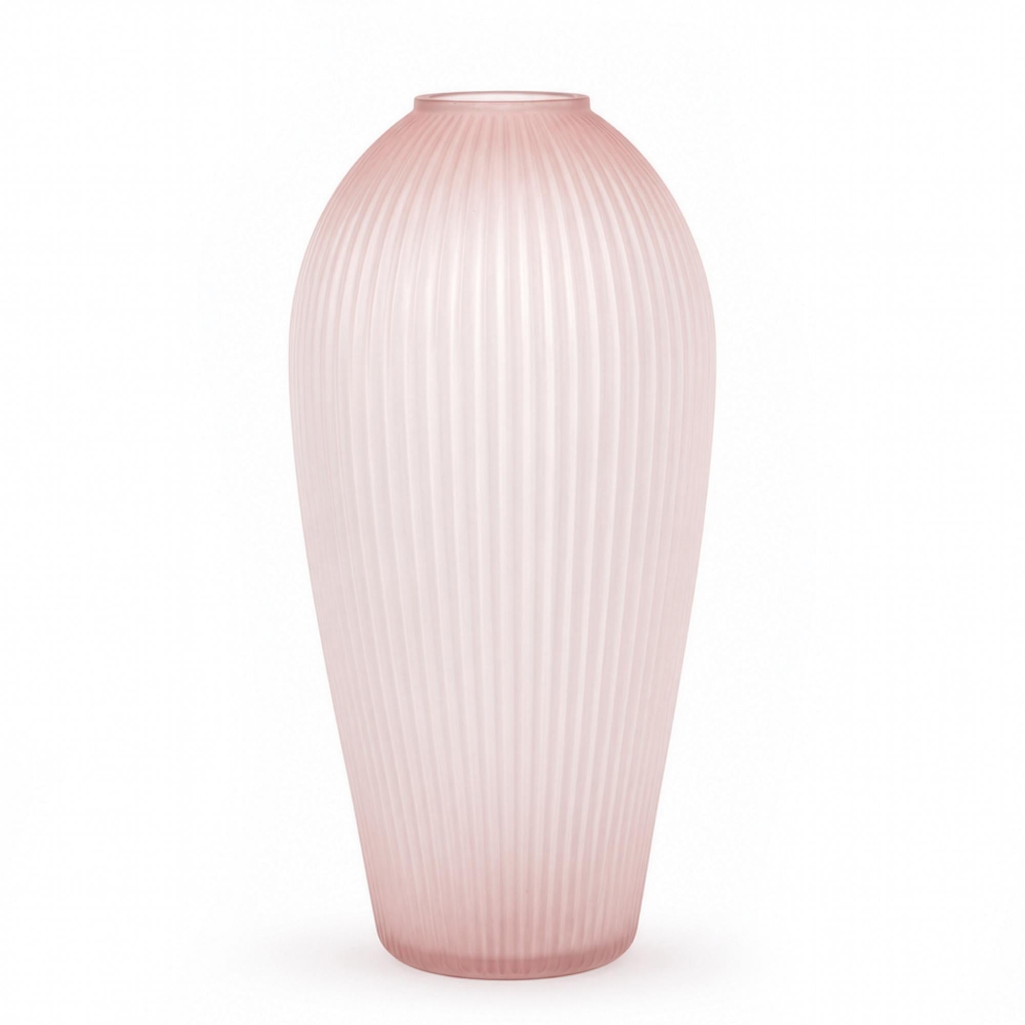 Mid-Century Modern Pink Satin Glass Vases, Vintage Pair from 1950s — image 3