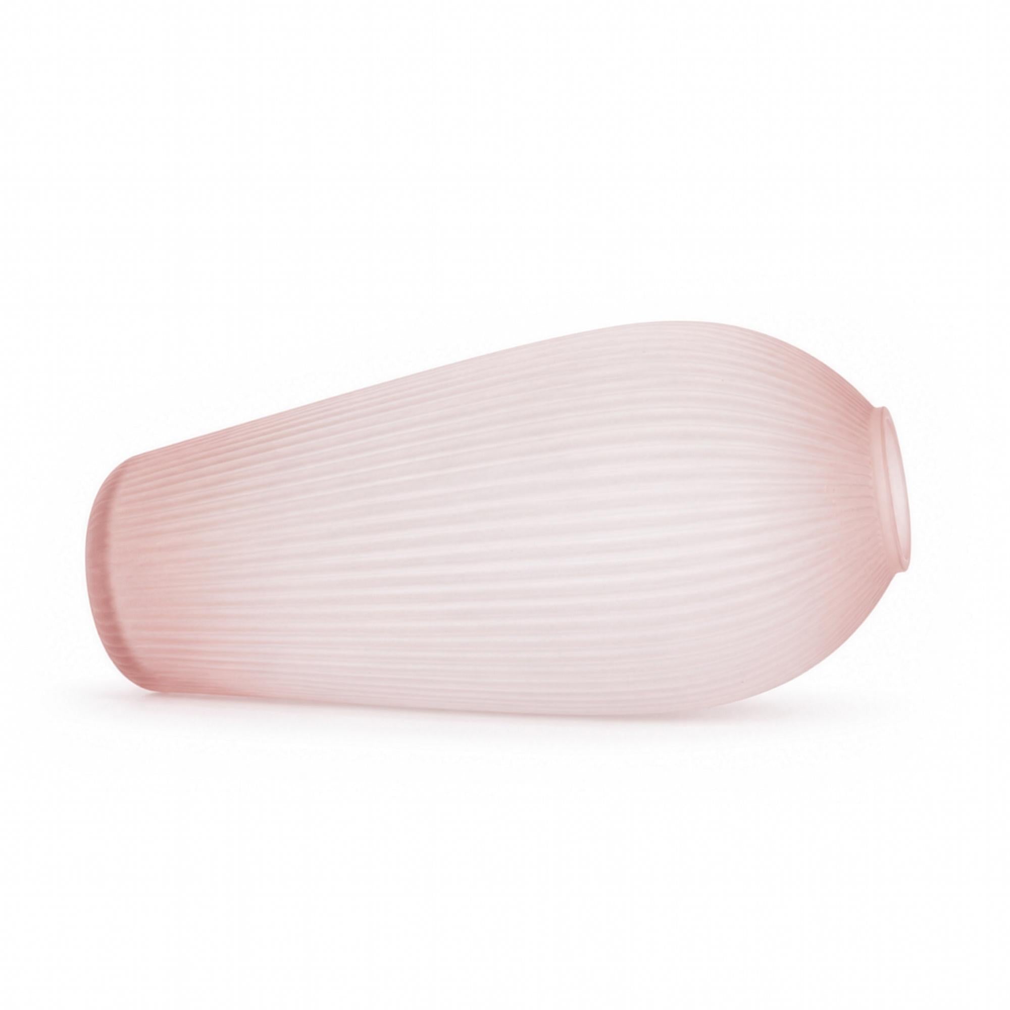 Mid-Century Modern Pink Satin Glass Vases, Vintage Pair from 1950s — image 5
