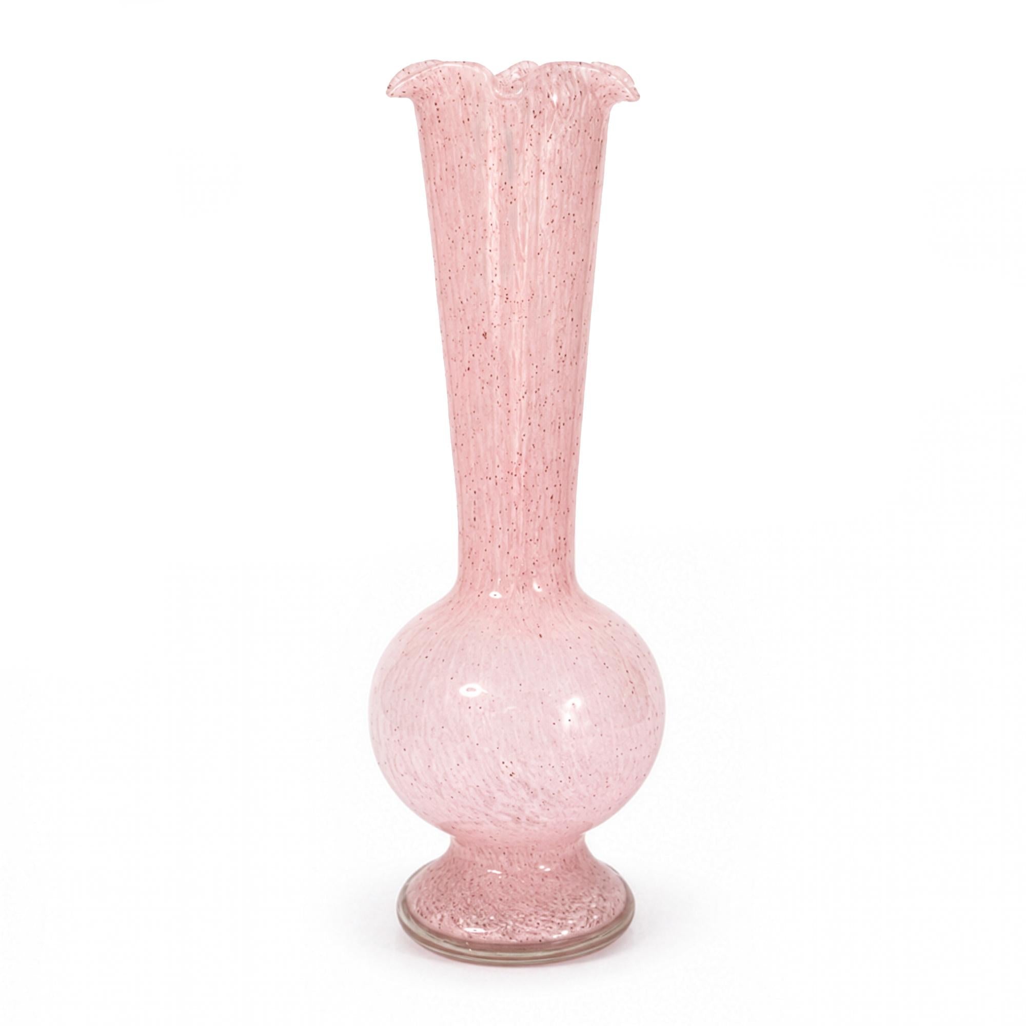 Mid-Century Modern Pink Satin Glass Vases, Vintage Pair from 1950s — image 6