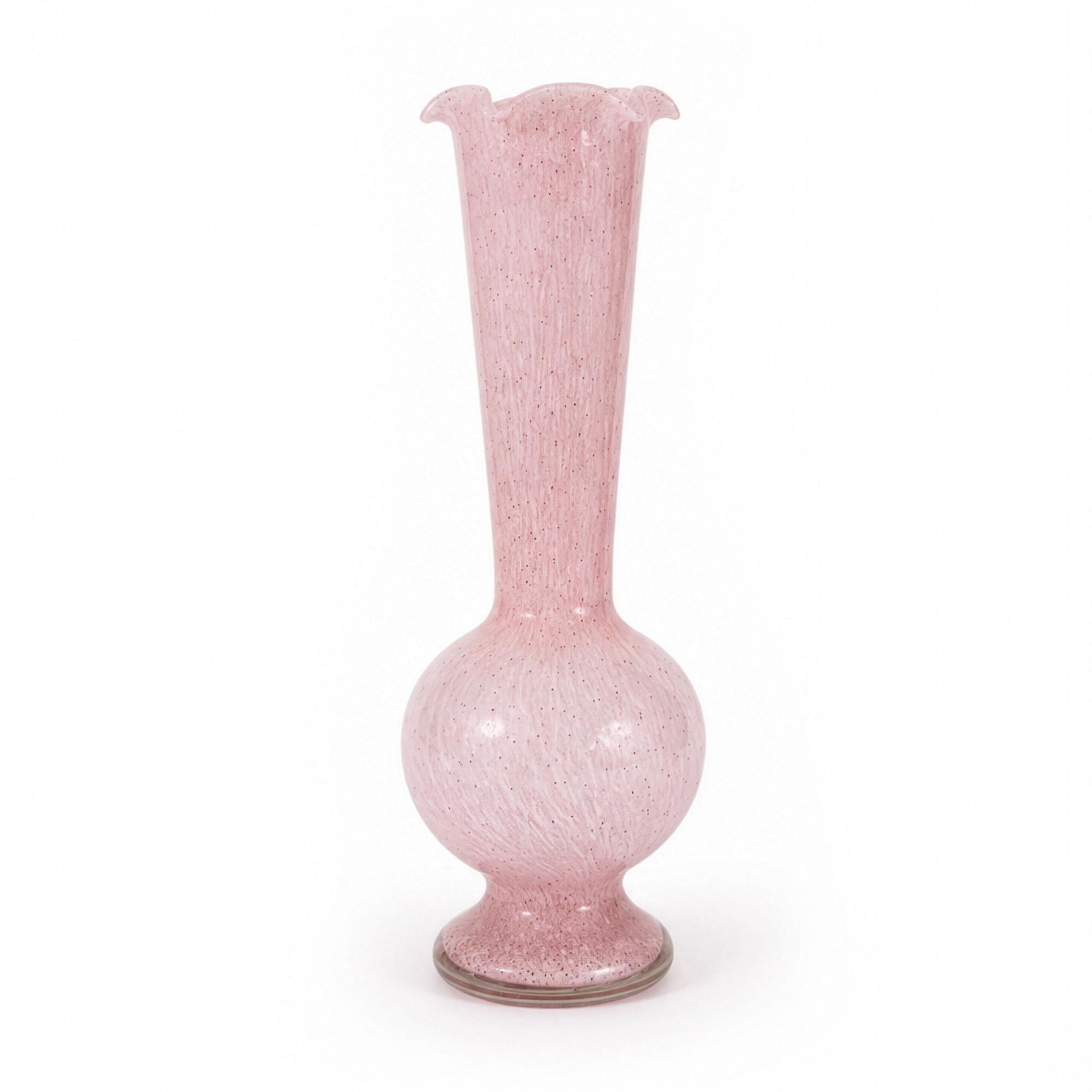 Mid-Century Modern Pink Satin Glass Vases, Vintage Pair from 1950s — image 9