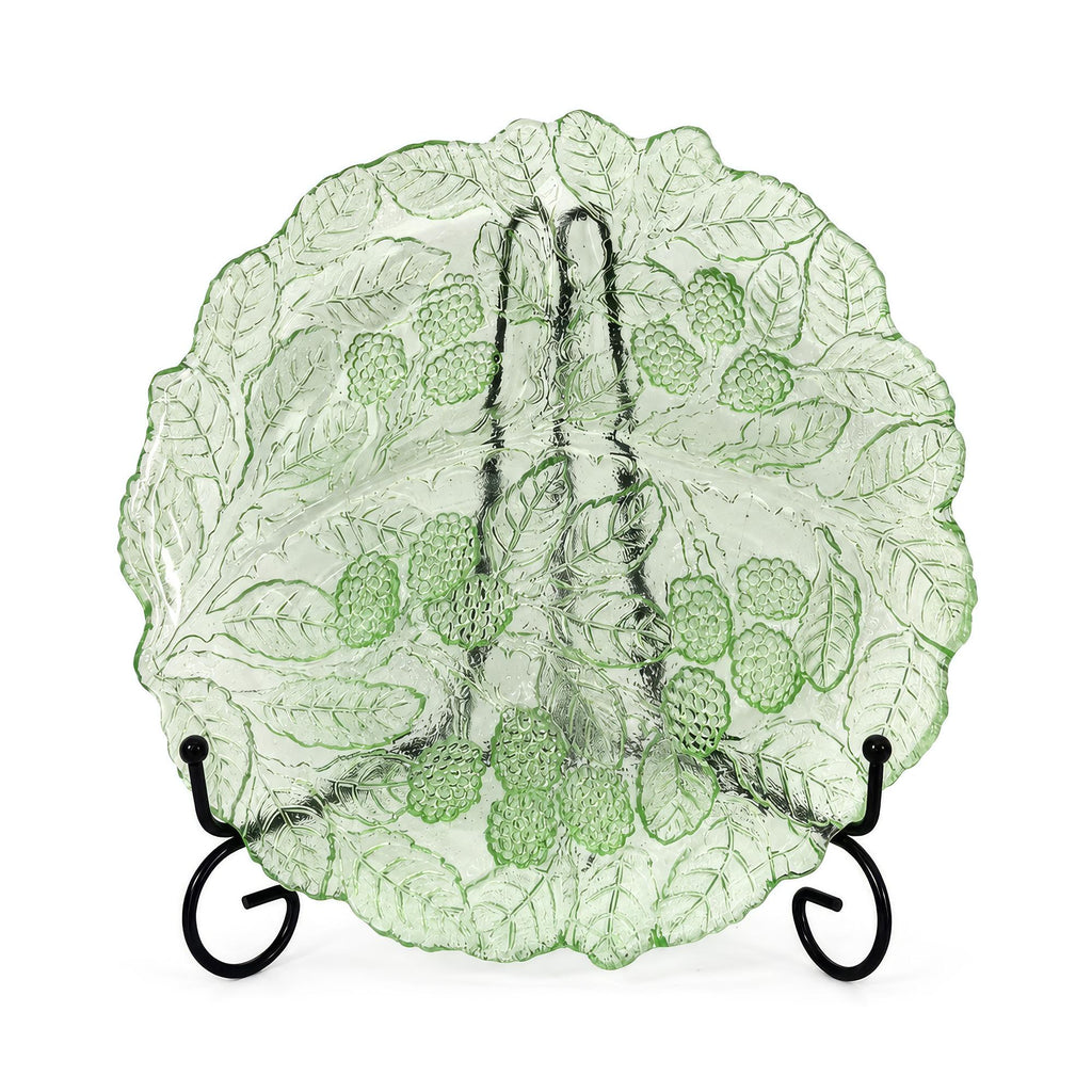 Set of Six Indiana Glass Loganberry Plates, Green Uranium Glass, 1930s — image 3