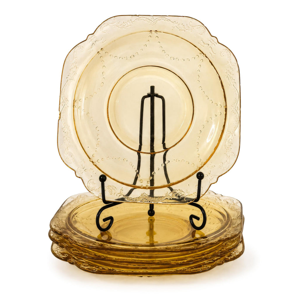 Federal Glass Yellow Madrid Dessert Set, Four Compotes & Plates, circa 1935 — image 3
