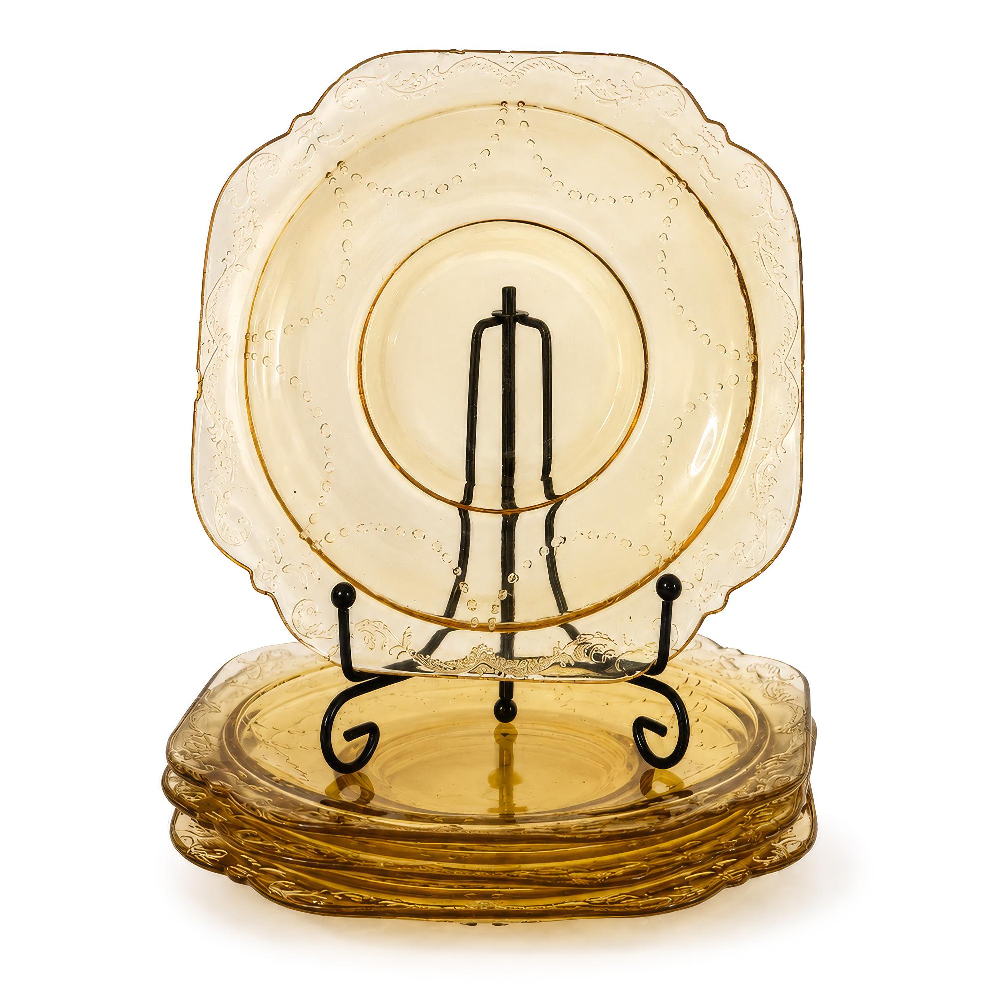 Federal Glass Yellow Madrid Dessert Set, Four Compotes & Plates, circa 1935 — image 3