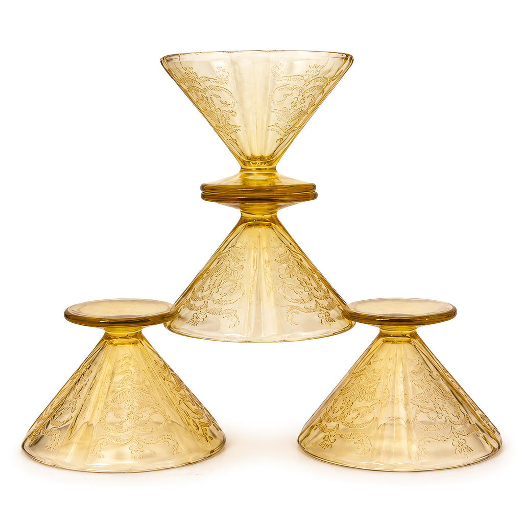 Federal Glass Yellow Madrid Dessert Set, Four Compotes & Plates, circa 1935 — image 5