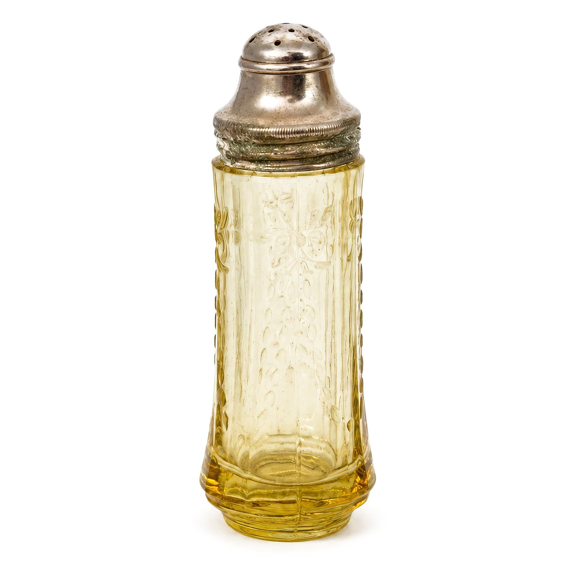 Pair of Federal Madrid Yellow Depression Glass Salt and Pepper Shakers — image 2