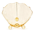 1930s American Depression Glass Bowl, Yellow Starburst, Three Feet — image 4