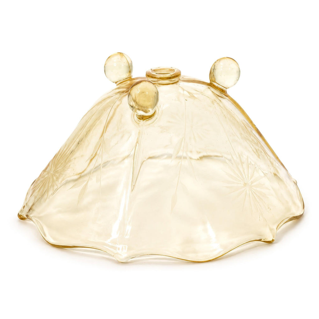 1930s American Depression Glass Bowl, Yellow Starburst, Three Feet — image 5