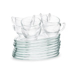 Vintage Indiana Glass Snowflake Snack Set, Eight Cups & Trays, 1950s — image 2