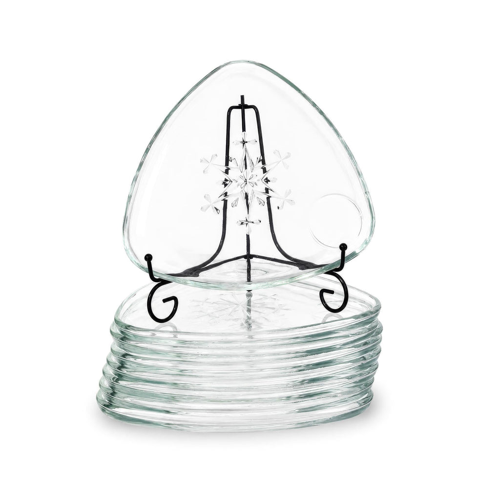 Vintage Indiana Glass Snowflake Snack Set, Eight Cups & Trays, 1950s — image 3