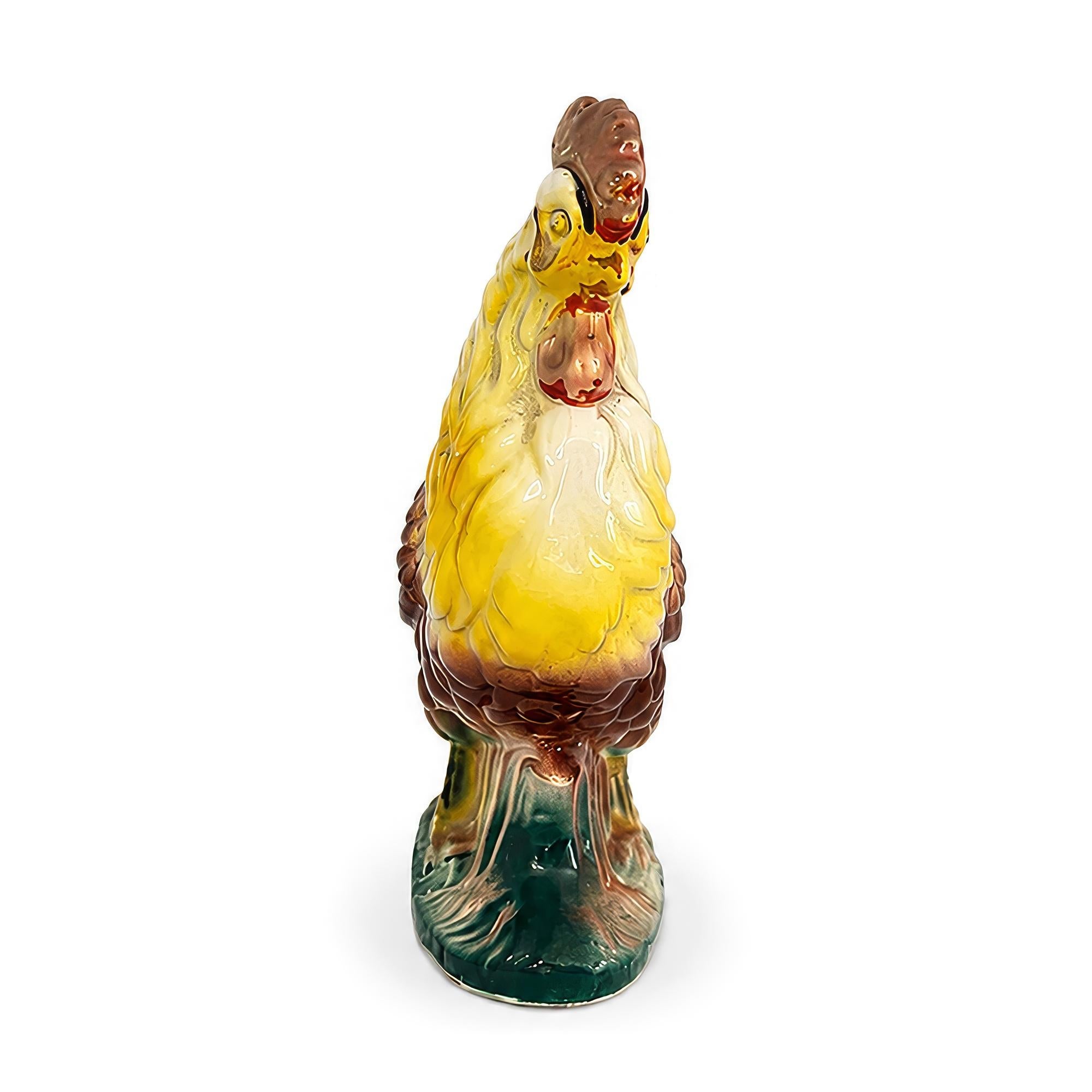 Antique Saint-Clément French Faience Rooster Sculpture, 1900 — image 3