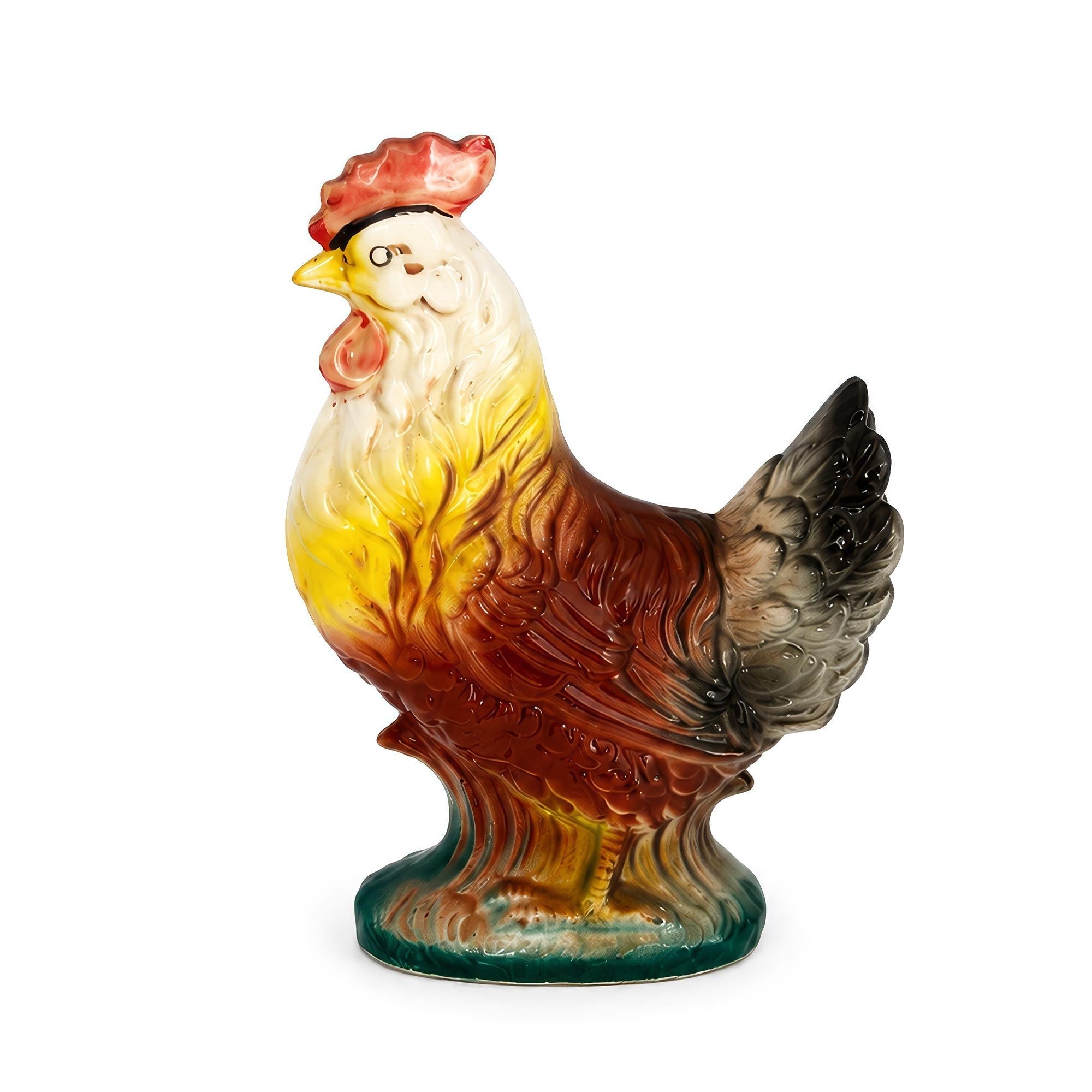 Antique Saint-Clément French Faience Rooster Sculpture, 1900 — image 4