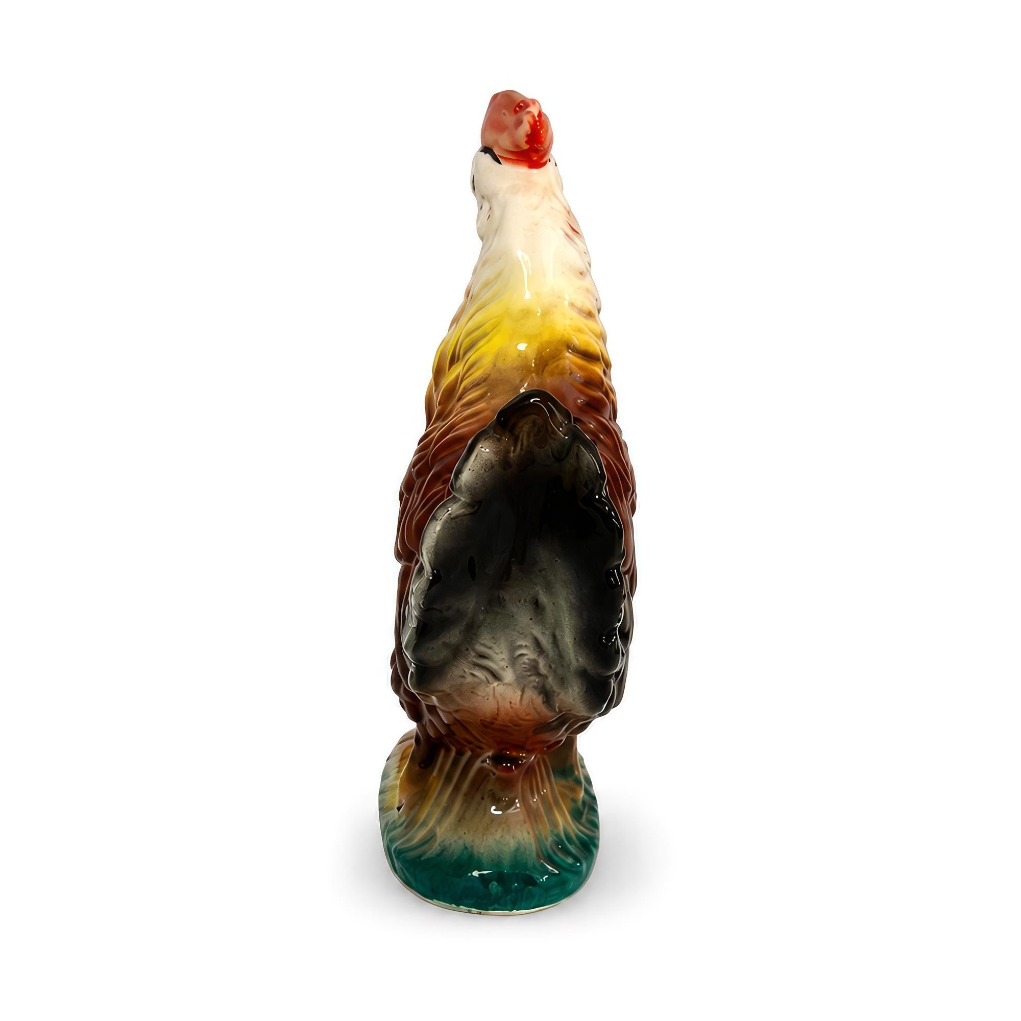Antique Saint-Clément French Faience Rooster Sculpture, 1900 — image 5