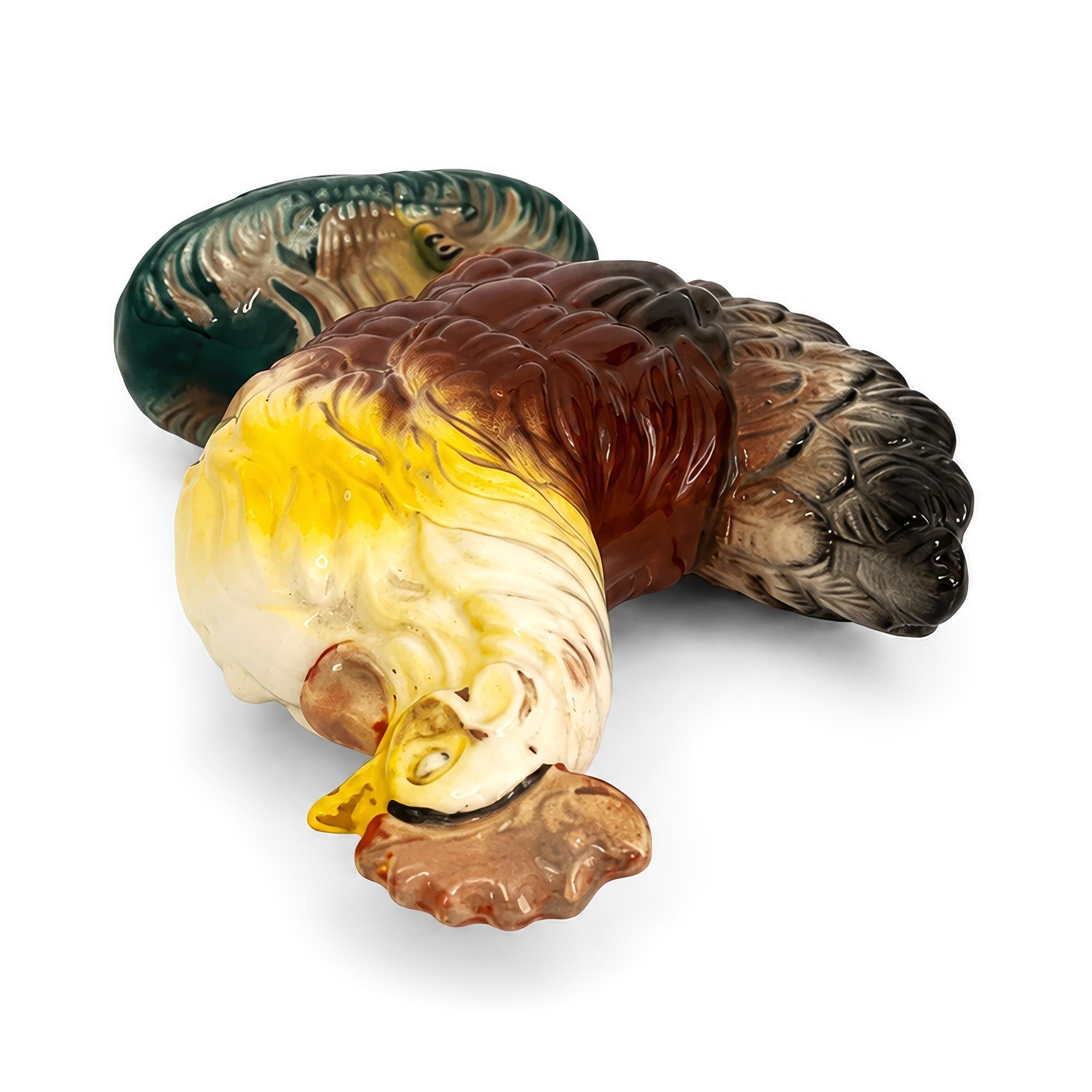 Antique Saint-Clément French Faience Rooster Sculpture, 1900 — image 8