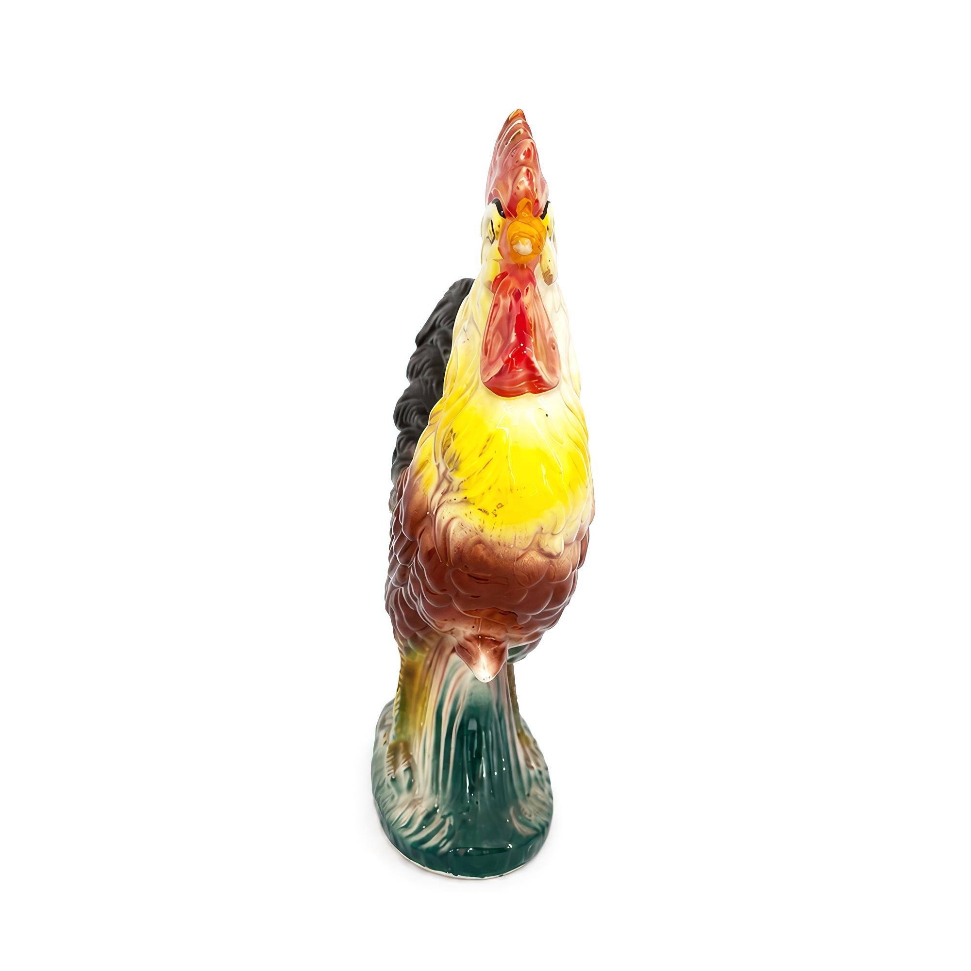 Antique Saint-Clément French Faience Rooster Sculpture, 1900-1930 — image 4