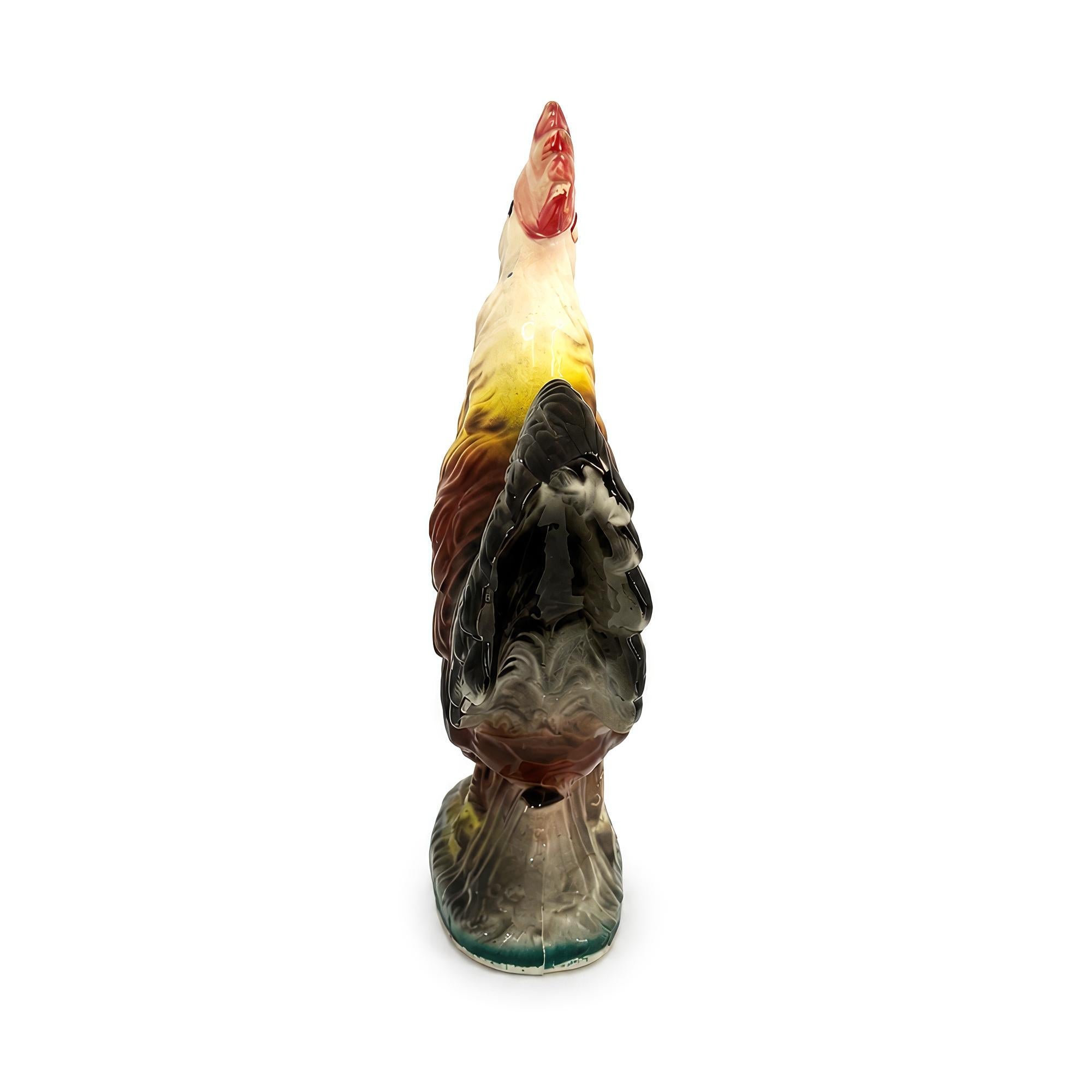 Antique Saint-Clément French Faience Rooster Sculpture, 1900-1930 — image 6