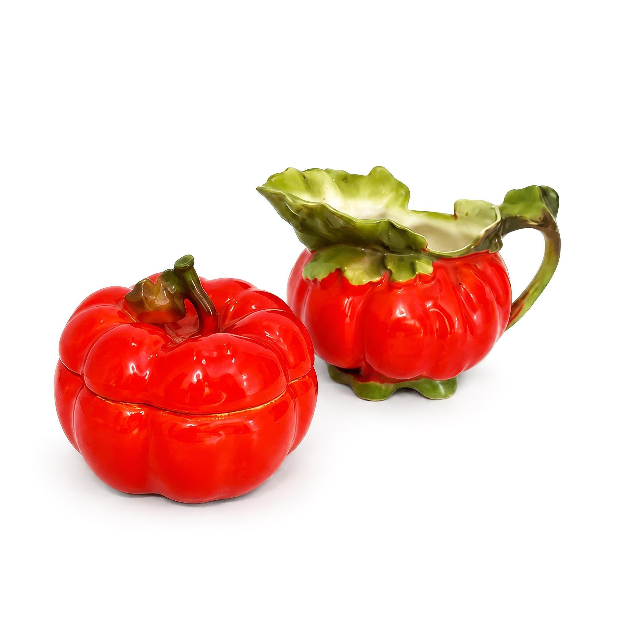 Vintage Royal Bayreuth Tomato Creamer and Covered Sugar Bowl, Bavaria — image 2