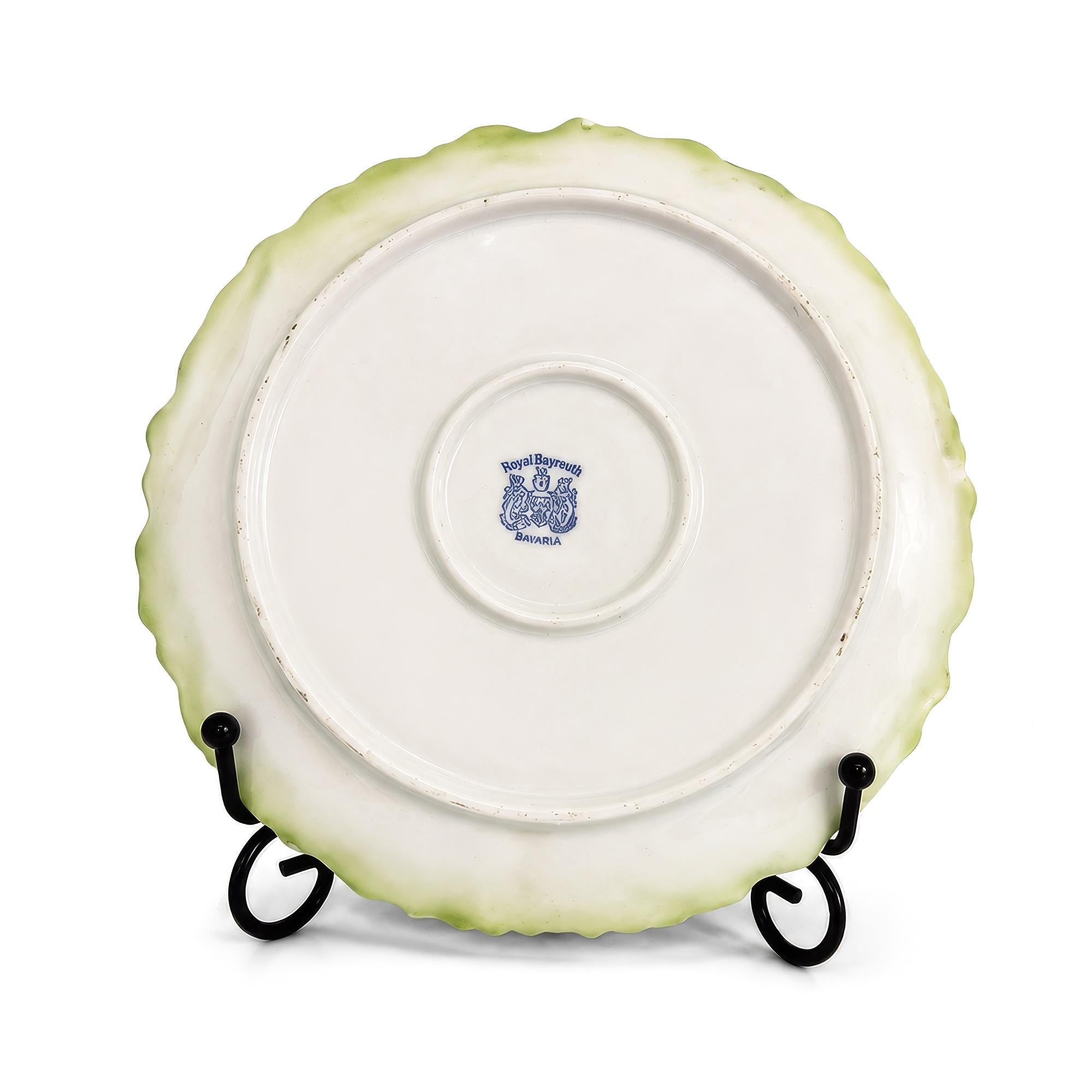 Royal Bayreuth Green Leaf Porcelain Plate, Antique Tableware, Bavaria — image 4